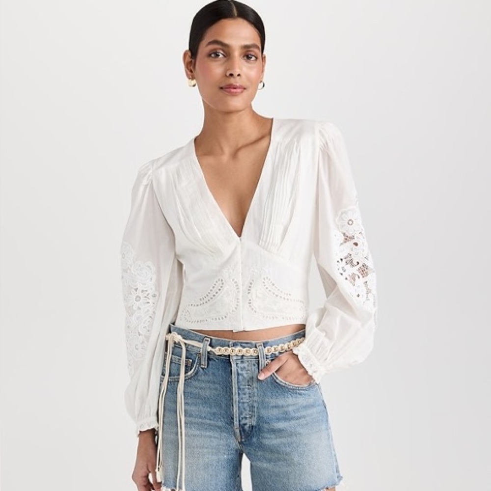 Farm Rio Lace Hook Front Blouse